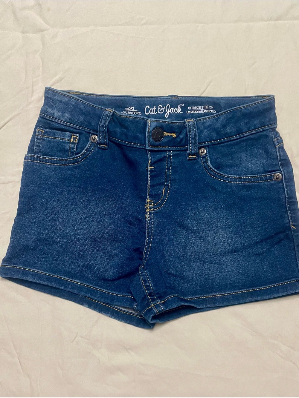 Kids Cat & Jack Girls Ultimate Stretch Denim Shorts Blue Medium 7/8